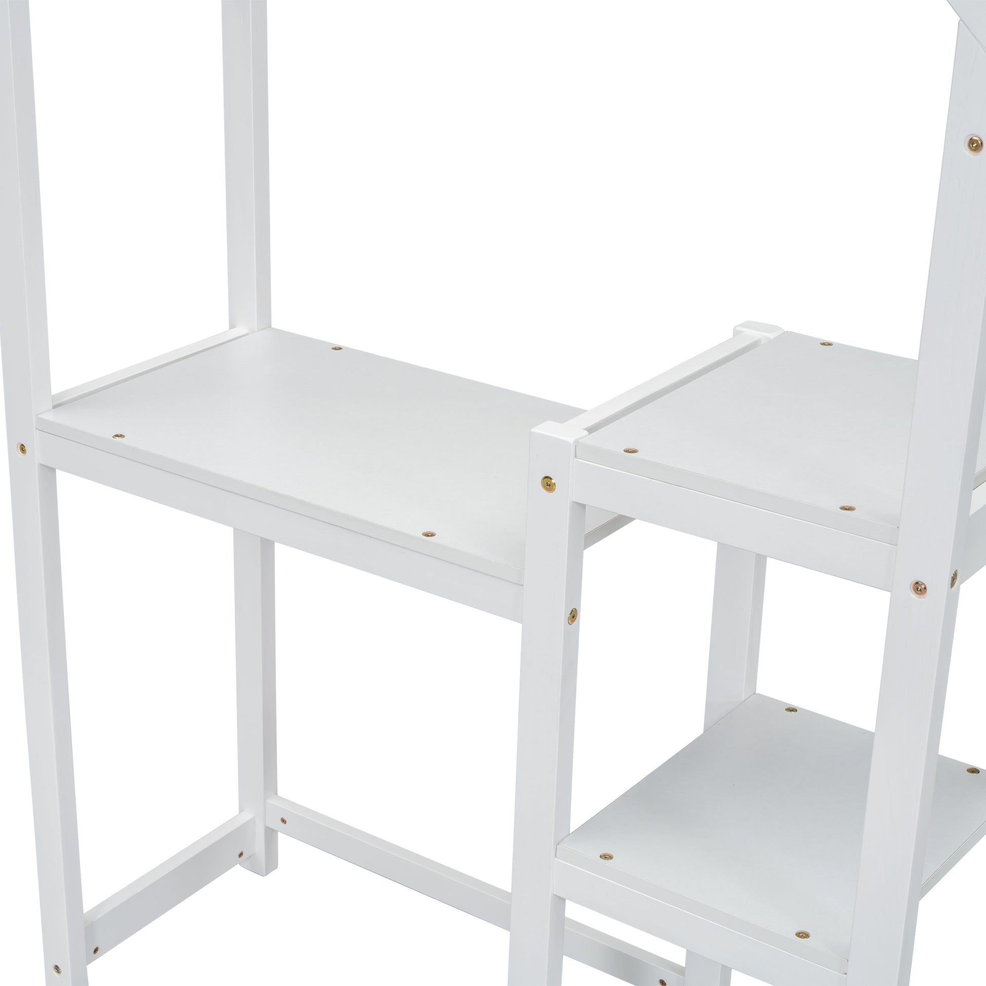House-shaped Wooden writing Desk,Kids study Table,Bookshelf & Toy Storage,White - Korvel