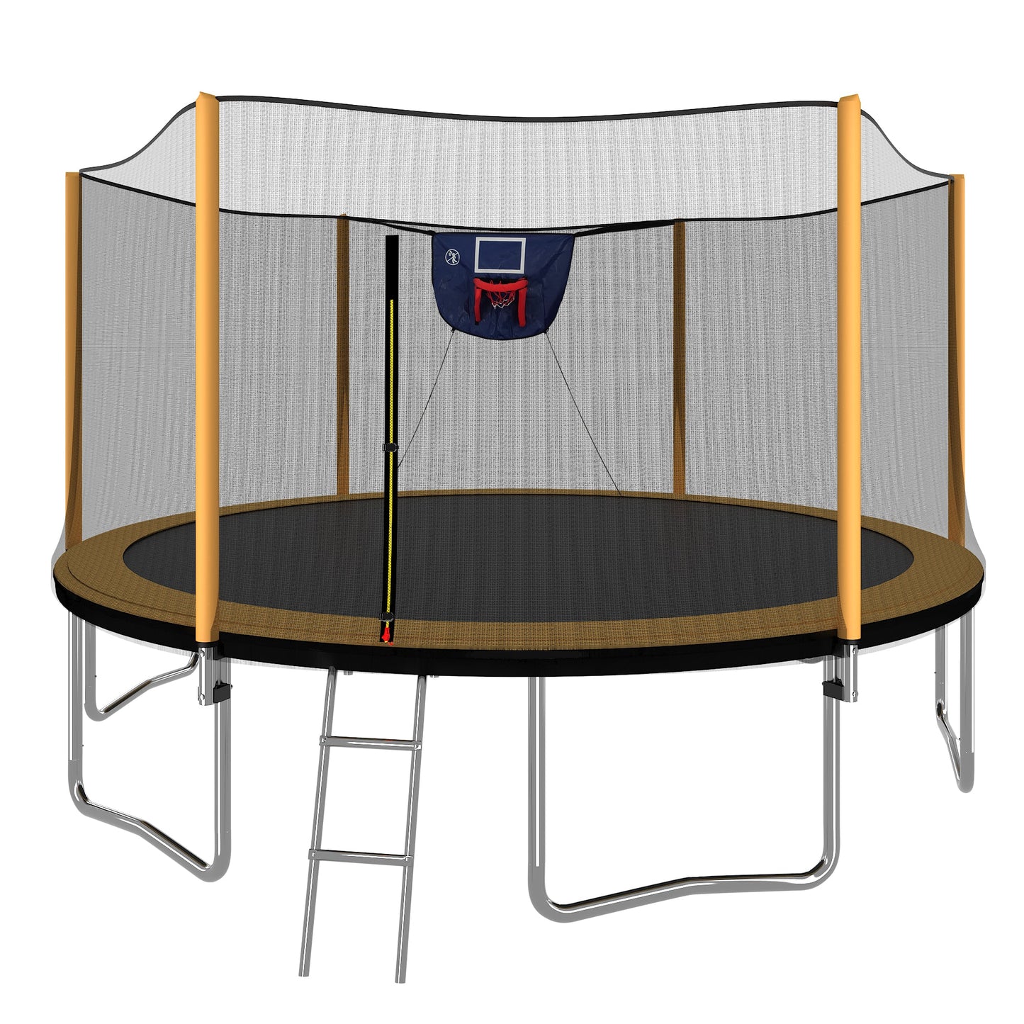 Trampoline avancé de 14 pieds avec panier de basket et échelle - Orange