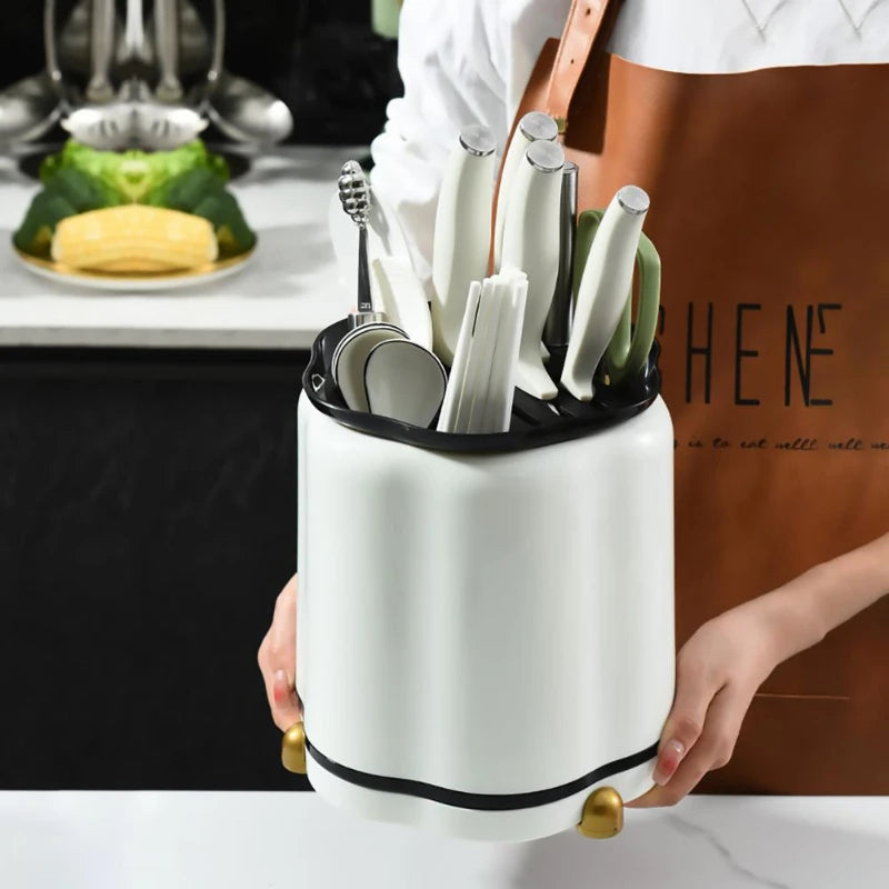 Rotating Knife Holder, Petal Shaped, 360 Degree Rotating, Large Capacity Chopsticks, Knife Holder, Kitchen Supplies Storage Rack - Korvel