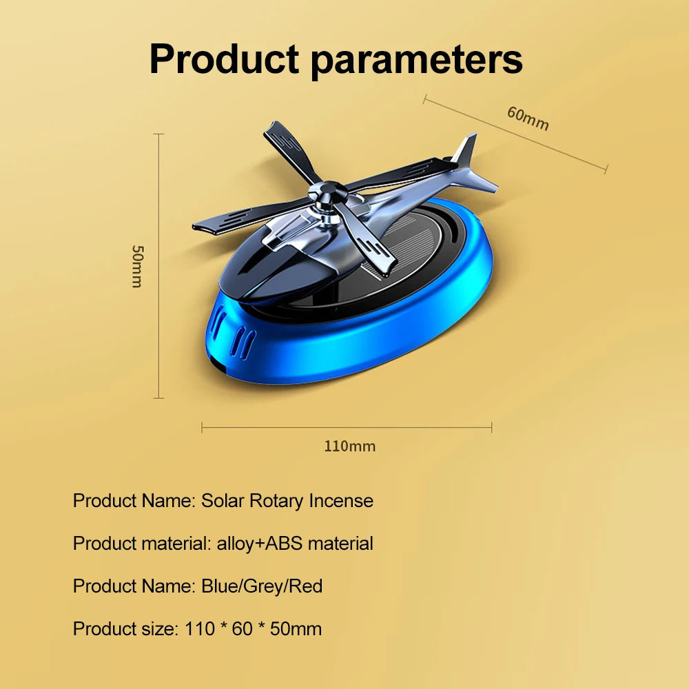 Solar Rotating Helicopter Aromatherapy Car Ornaments Car Air Freshener Alloy + ABS Wooden Aromatherapy Machine - Korvel