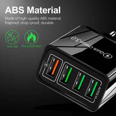 4USB mobile phone charger, multi port USB charging head charger - Korvel