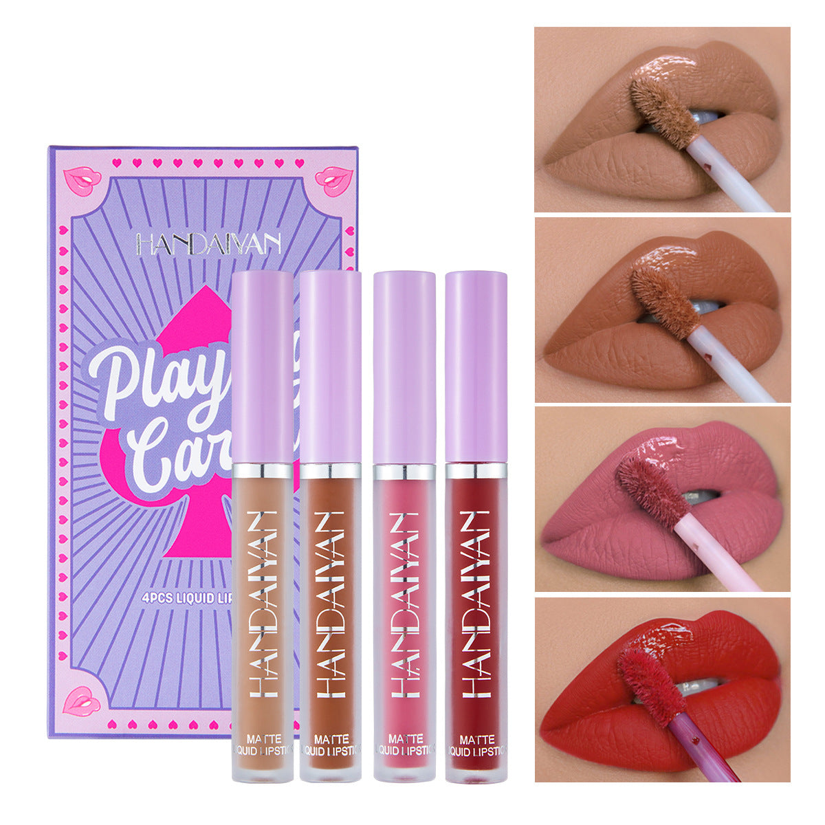 HANDAIYAN Playing Card Lipstick Set - 4 Matte Shades