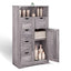 5 Drawers Storage Cabinet with Adjustable Shelves, Bathroom Cabinet with Doors, Floor Cabinet for Living Room Grey - Korvel