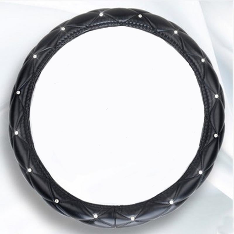 Leather Steering Wheel Covers Crystal Studded Rhinestone Car Steering-Wheel Cover Cases Pink Car Interior Accessories For Girls - Korvel