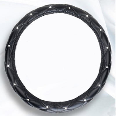 Leather Steering Wheel Covers Crystal Studded Rhinestone Car Steering-Wheel Cover Cases Pink Car Interior Accessories For Girls - Korvel