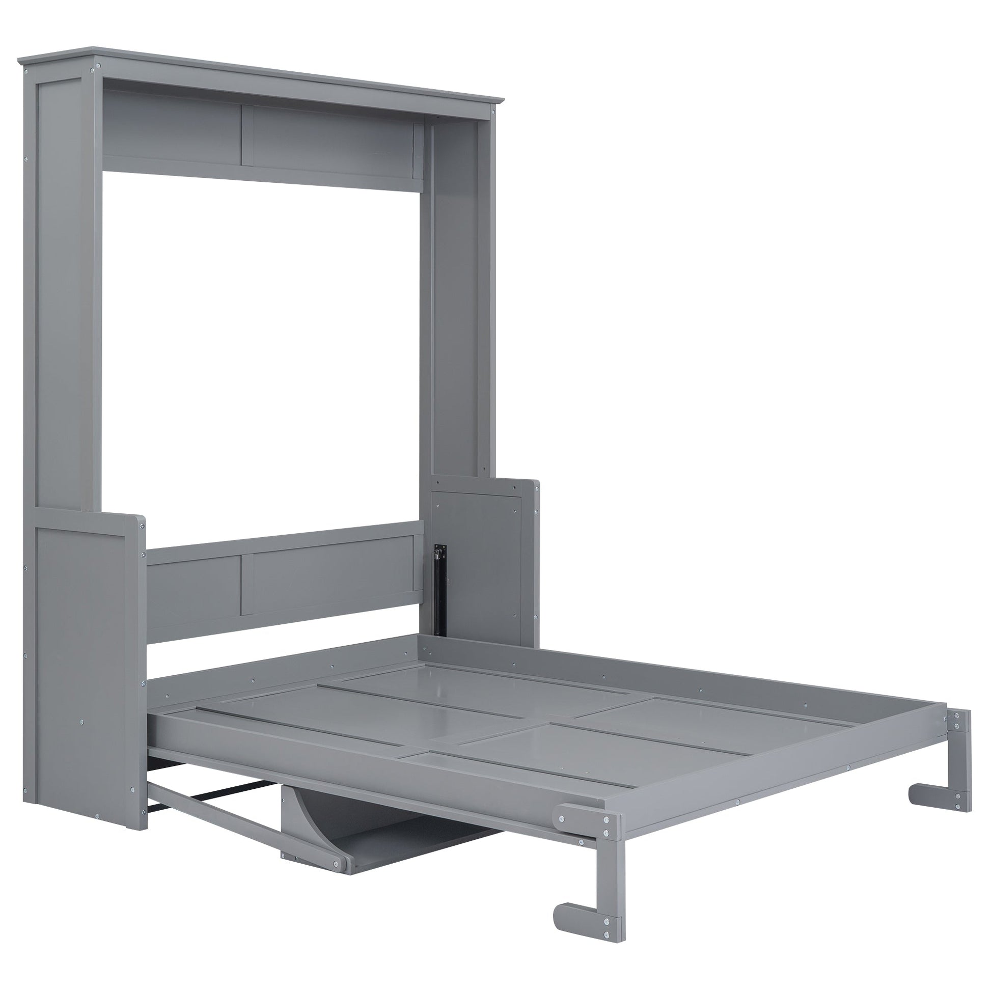 Queen Size Murphy Bed with a Shelf, Gray - Korvel