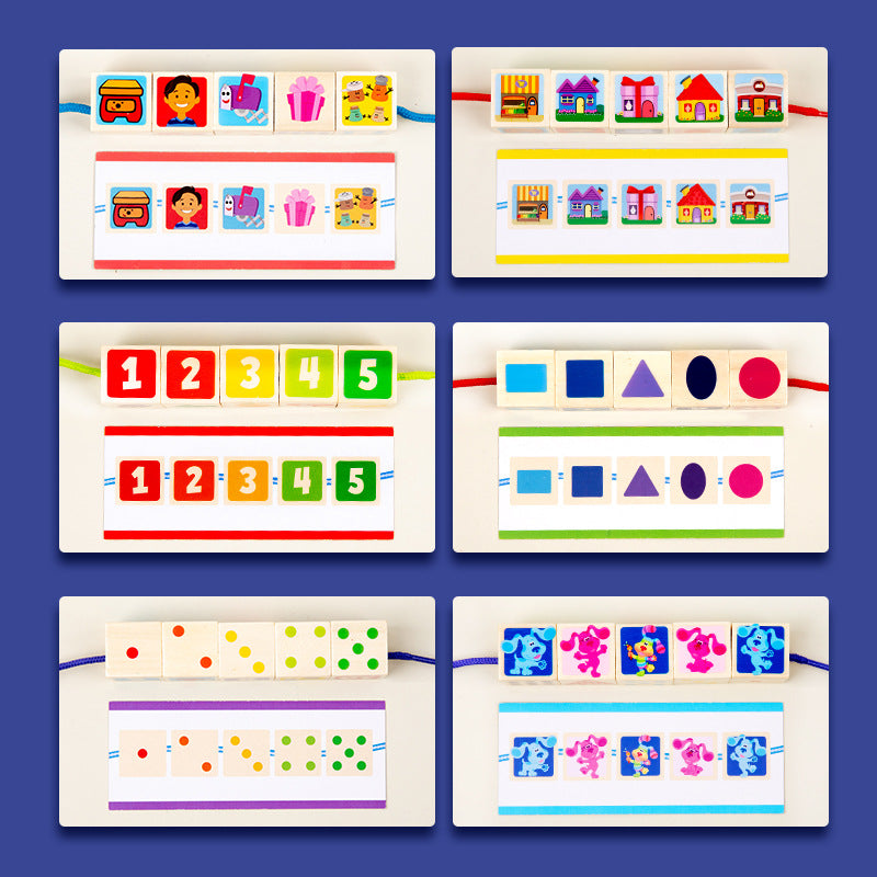 Juego de Bloques de Construcción con Cuentas de Madera para Niños