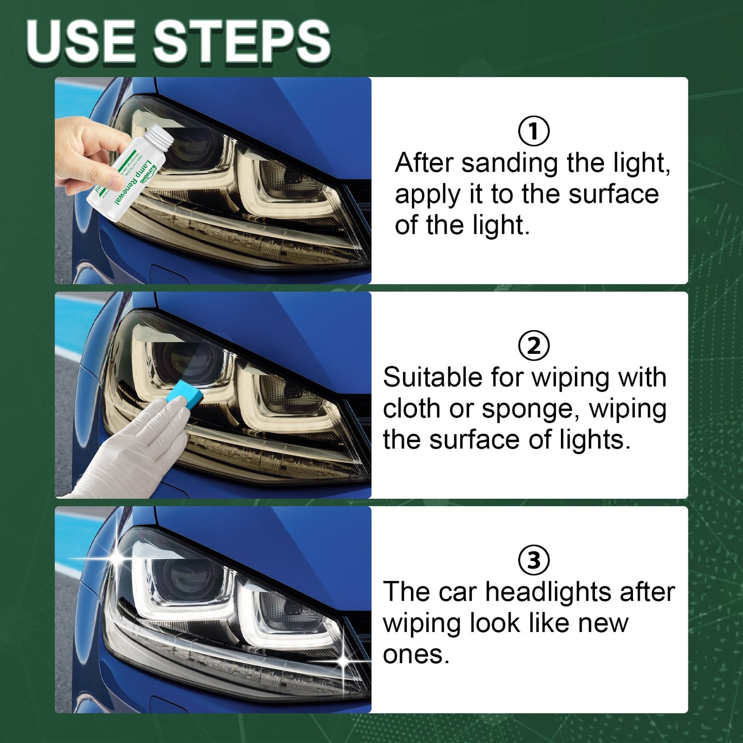 Lamp Renewal, Lamp Shade Yellow Sanding Cleaning Scratch Polish Car Light Repair Fluid - Korvel