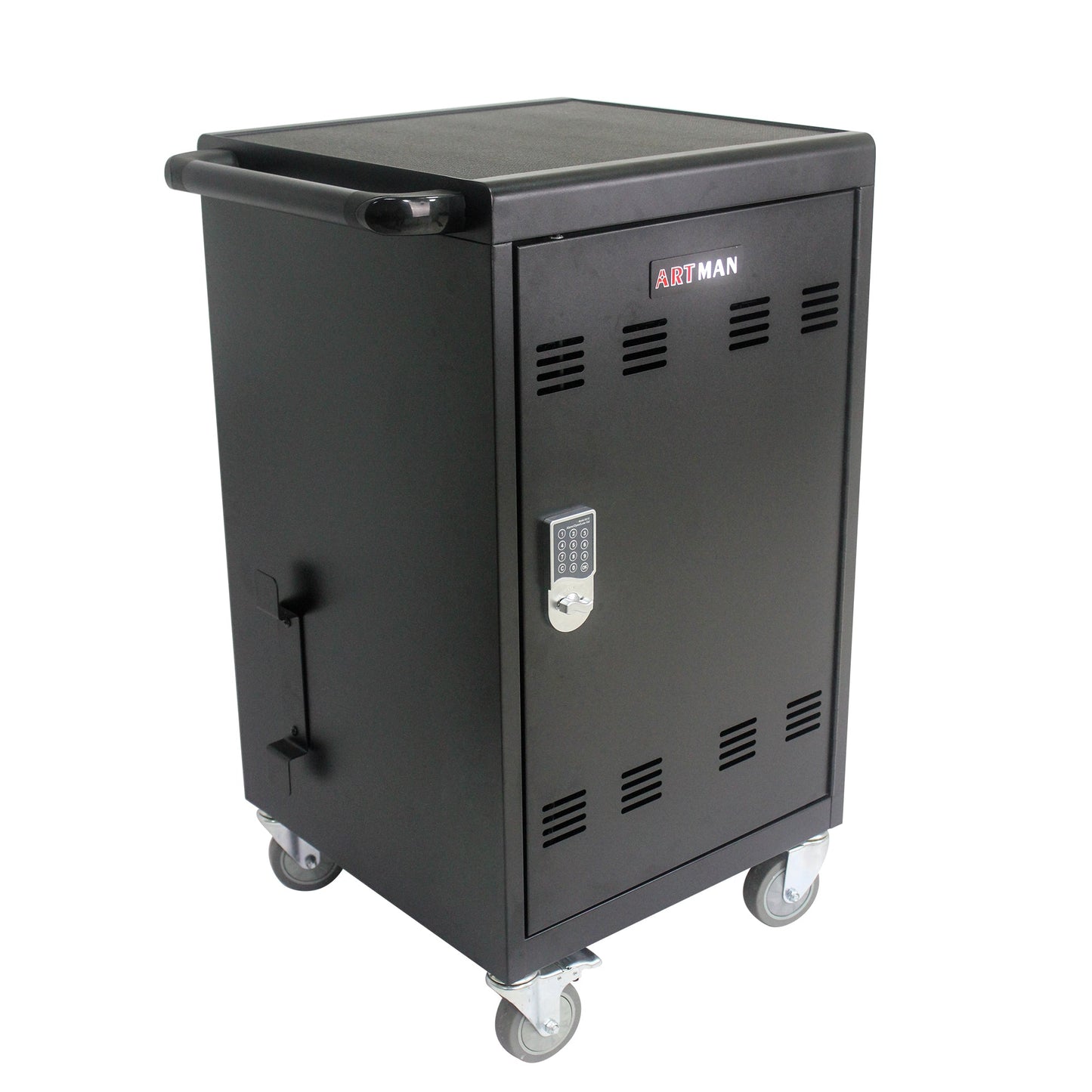 Mobile Charging Cart and Cabinet for Tablets Laptops 30-Device With Combination Lock--Black - Korvel