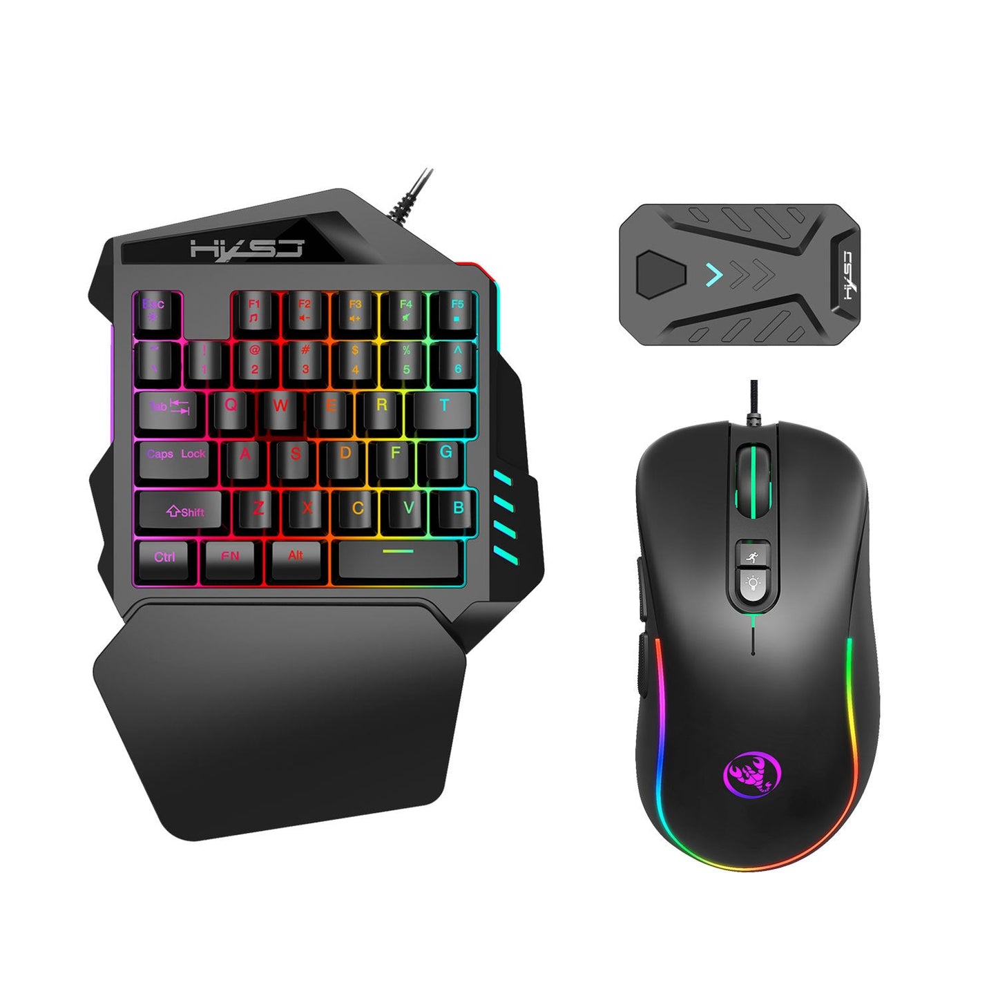 Wired Android Throne One handed Keyboard and Mouse Set Android Game PUBG Gun Converter - Korvel