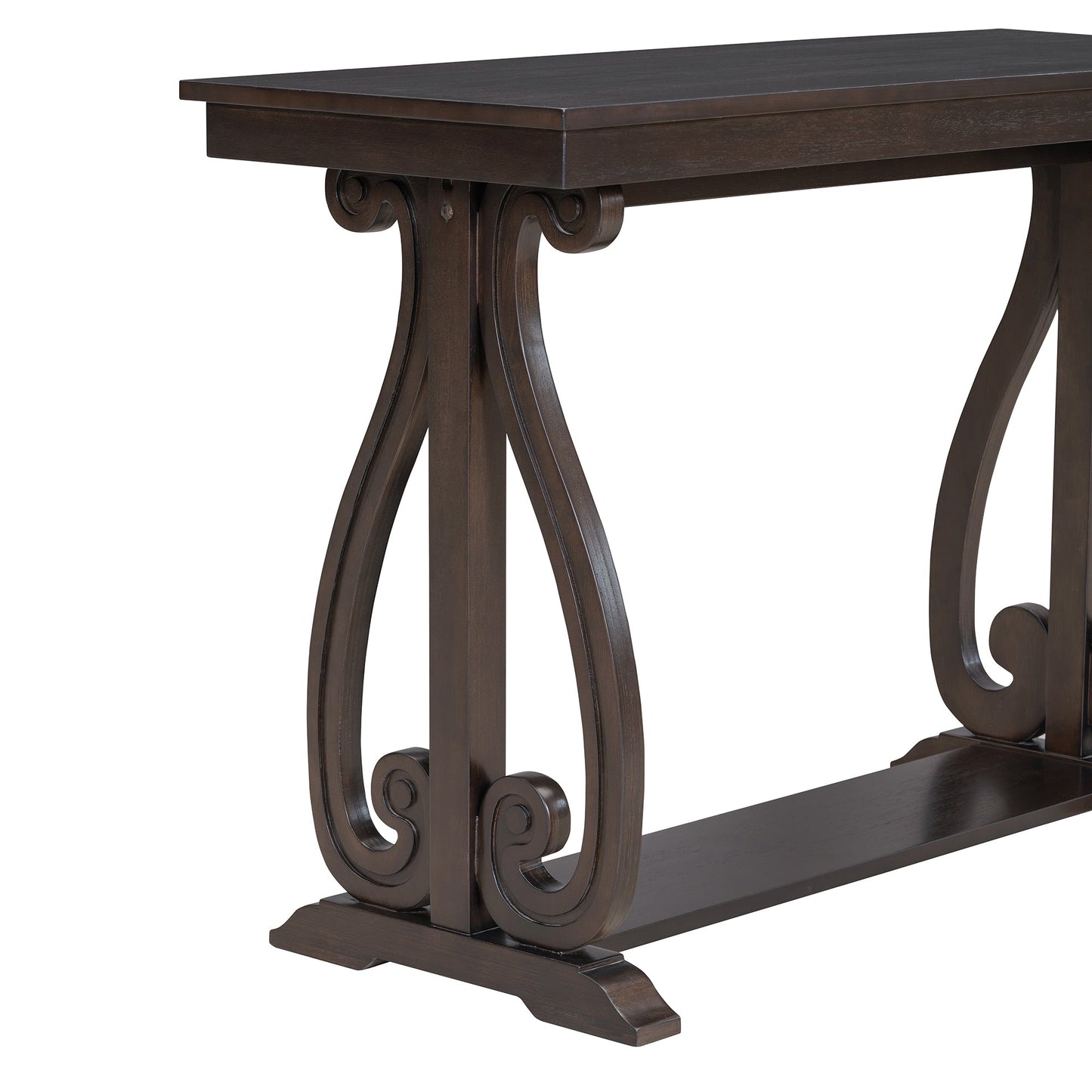 48-Inch Rustic Vintage Console Table --- Farmhouse Style Entryway Table with Open Shelf and Sturdy Construction  (Espresso) - Korvel
