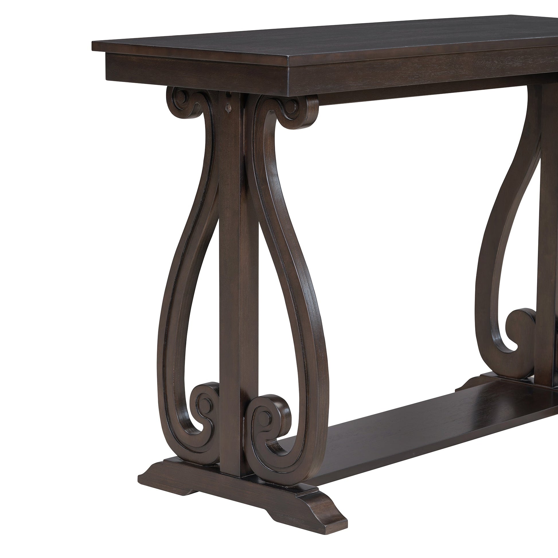 48-Inch Rustic Vintage Console Table --- Farmhouse Style Entryway Table with Open Shelf and Sturdy Construction  (Espresso) - Korvel