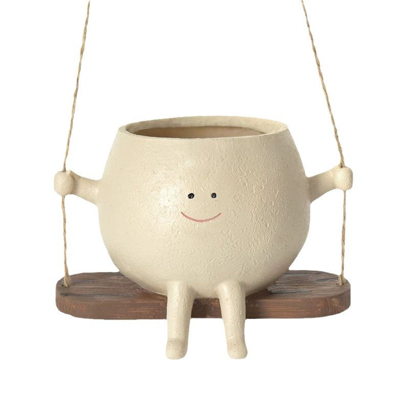 Swing Face Planter Resin Plant Succulent Pots Creative Wall Hanging Head Planter Multifunctional Home Garden Patio Accessories - Korvel