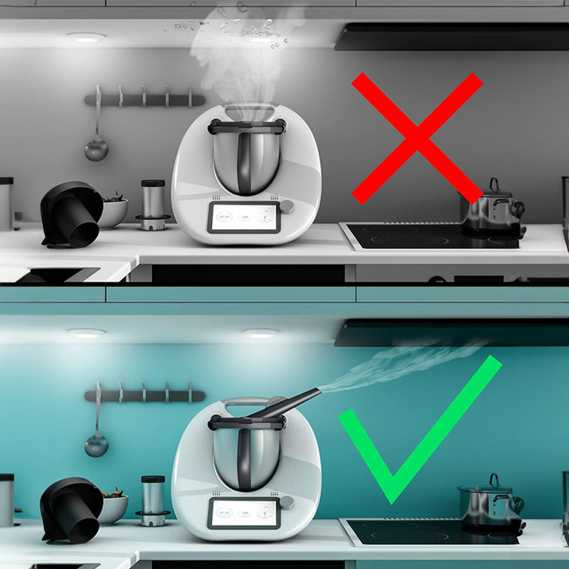 Steam Diverter for Thermomix TM5/TM6 pressure cookers. It's an air - guided, anti - scald steam relief tool for exhaust pipes. - Korvel