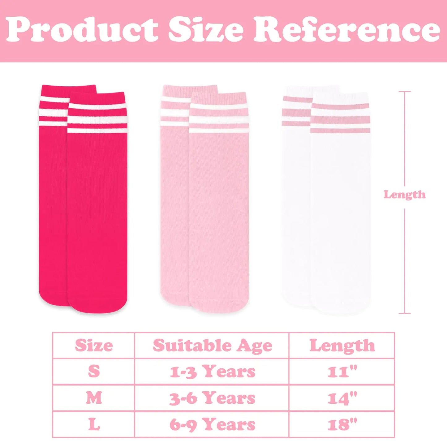 Toddler Athletic Socks - 3 Pack in Pink/White Variants