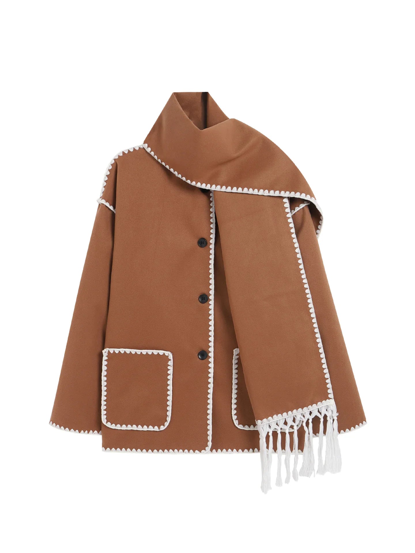 Manteau en Laine Épais Premium pour Femmes avec Écharpe