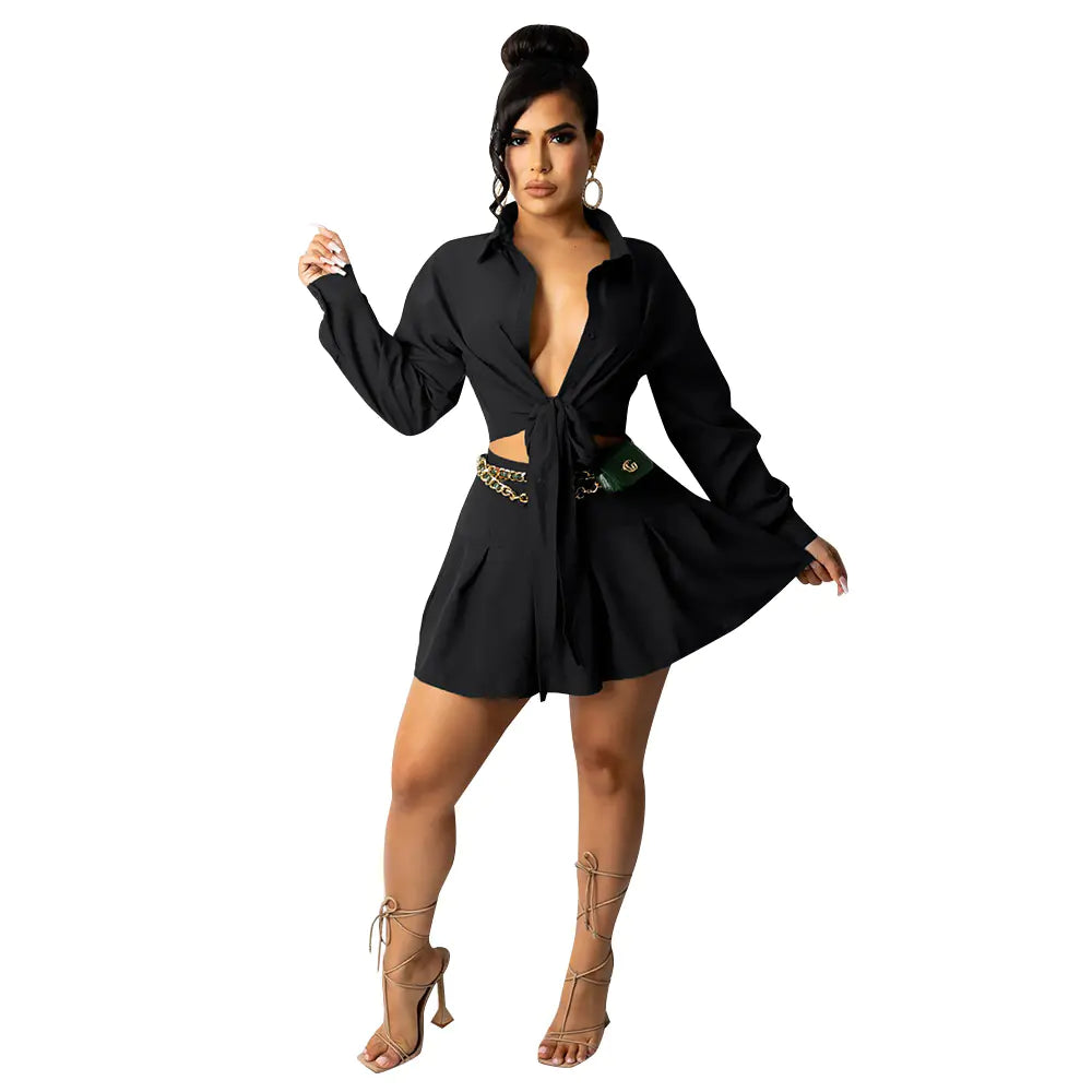 CM2153 Women's Cardigan and Pleated Skirt Set