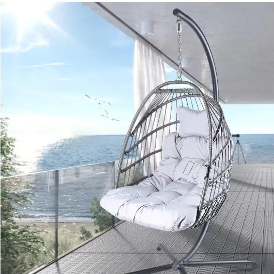 Silla Huevo Colgante Premium con Soporte para Uso Interior y Exterior