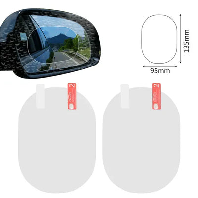 2PCS/Set Anti Fog Car Mirror Window Clear Film Anti-glare Car Rearview Mirror Protective Film Waterproof Rainproof Car Sticker - Korvel