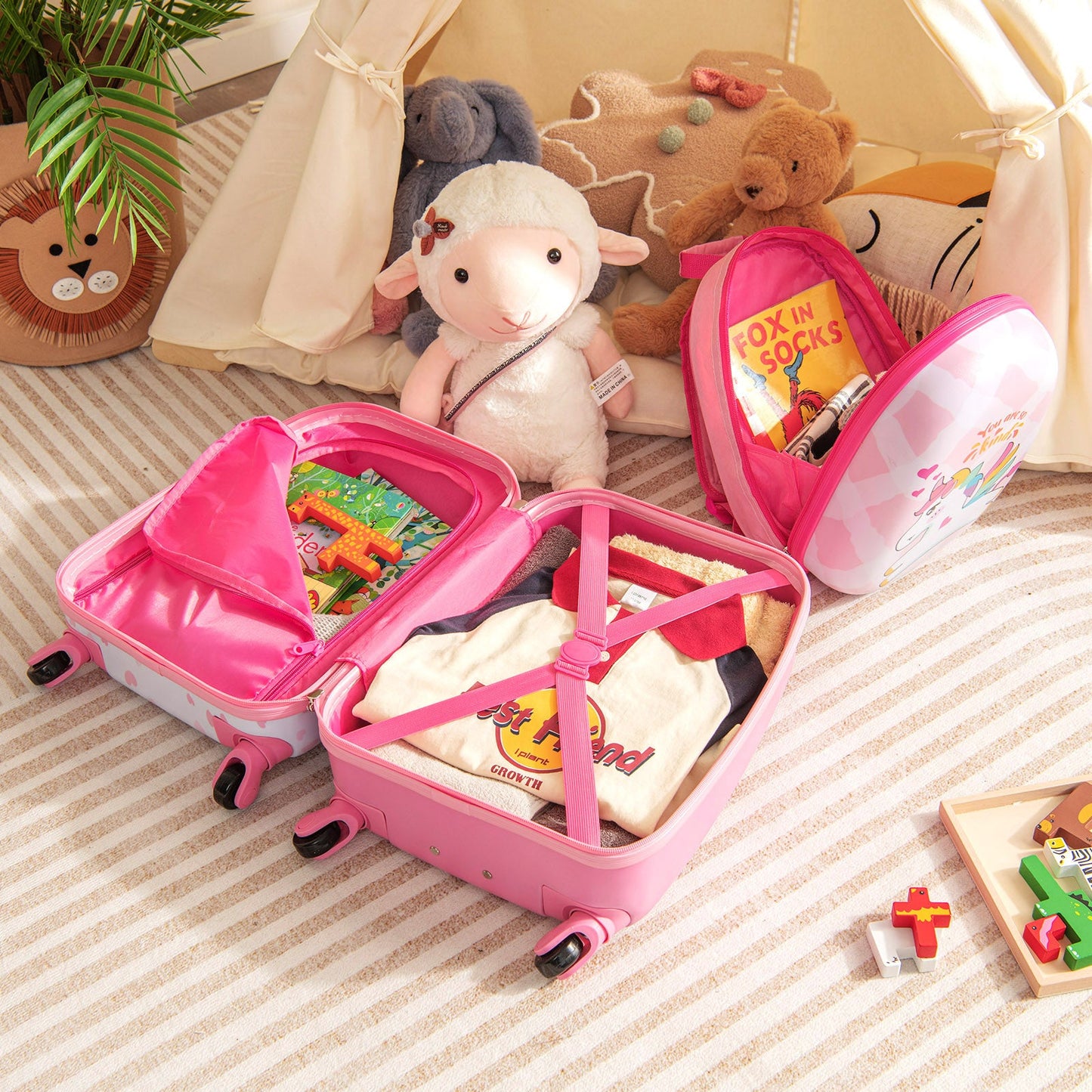 Ensemble de bagages pour enfants Charmant Licorne - Sac à dos et Valise