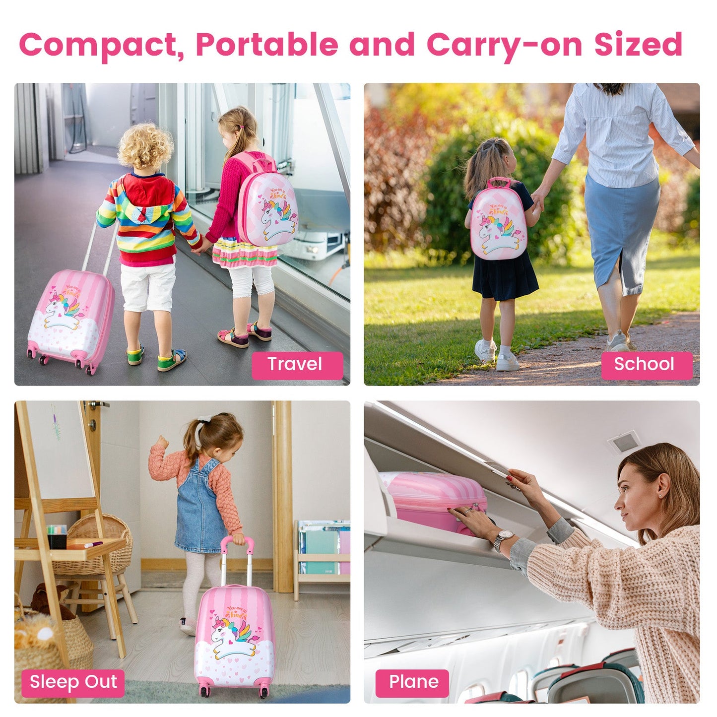 Ensemble de bagages pour enfants Charmant Licorne - Sac à dos et Valise