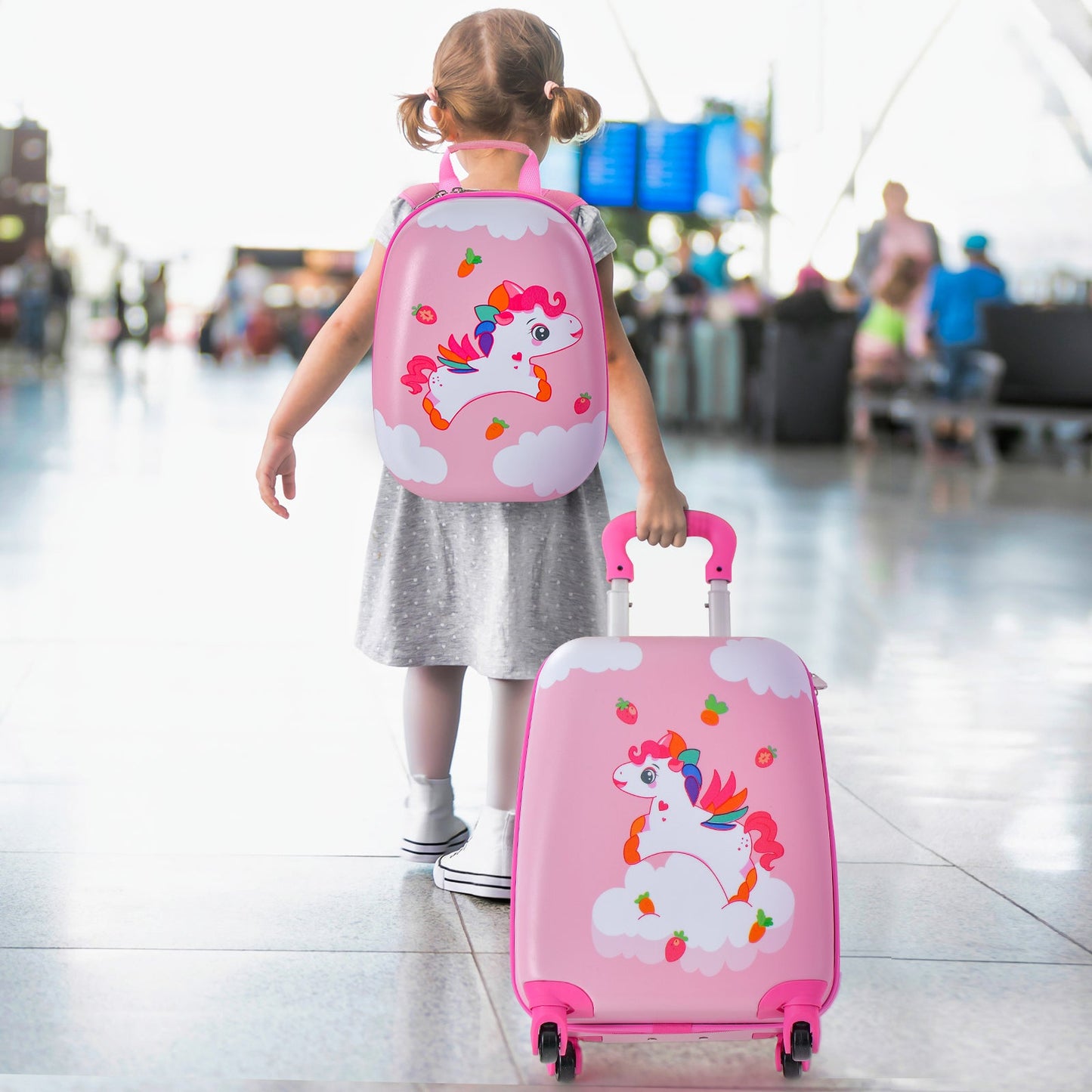 2-Piece Kids Carry-On Luggage Set with Backpack - Multicolor