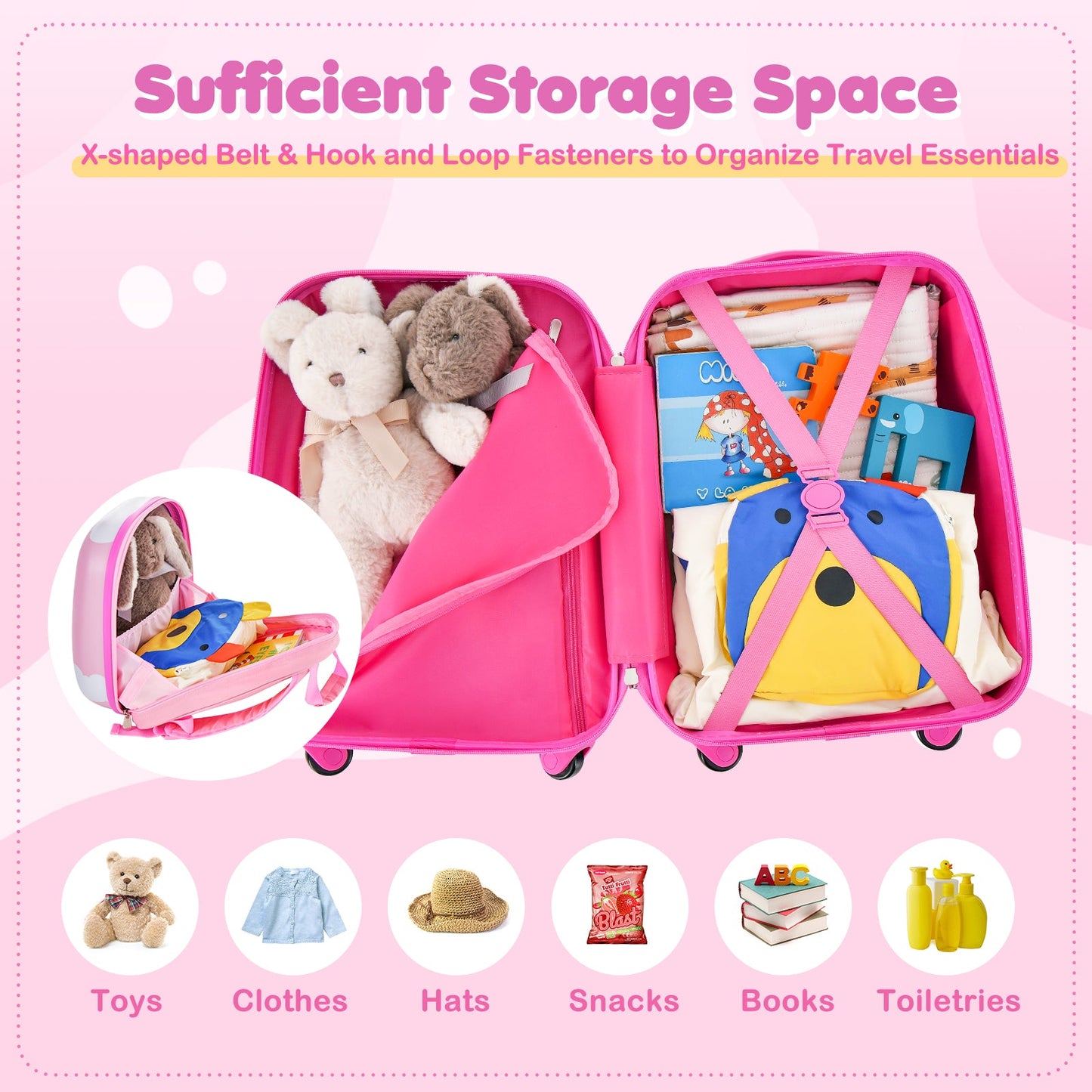 2-Piece Kids Carry-On Luggage Set with Backpack - Multicolor