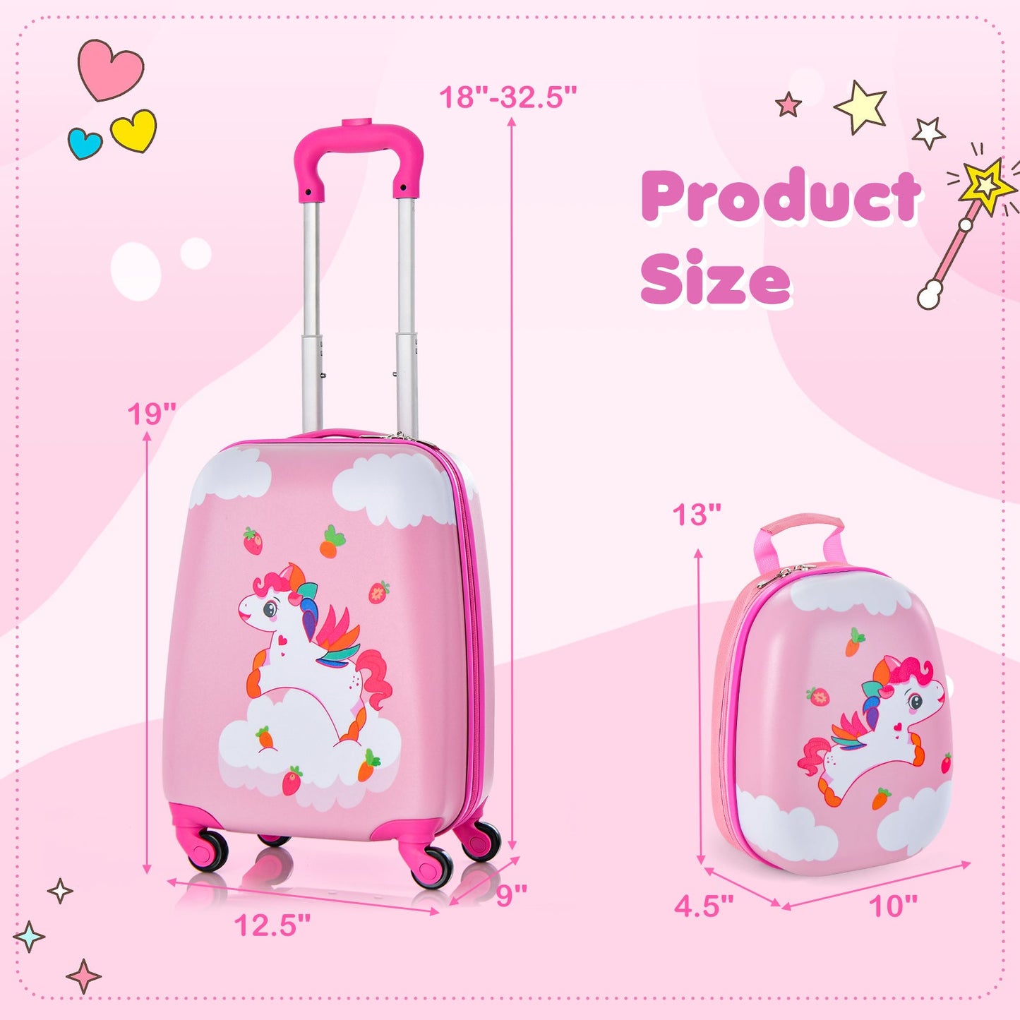 2-Piece Kids Carry-On Luggage Set with Backpack - Multicolor