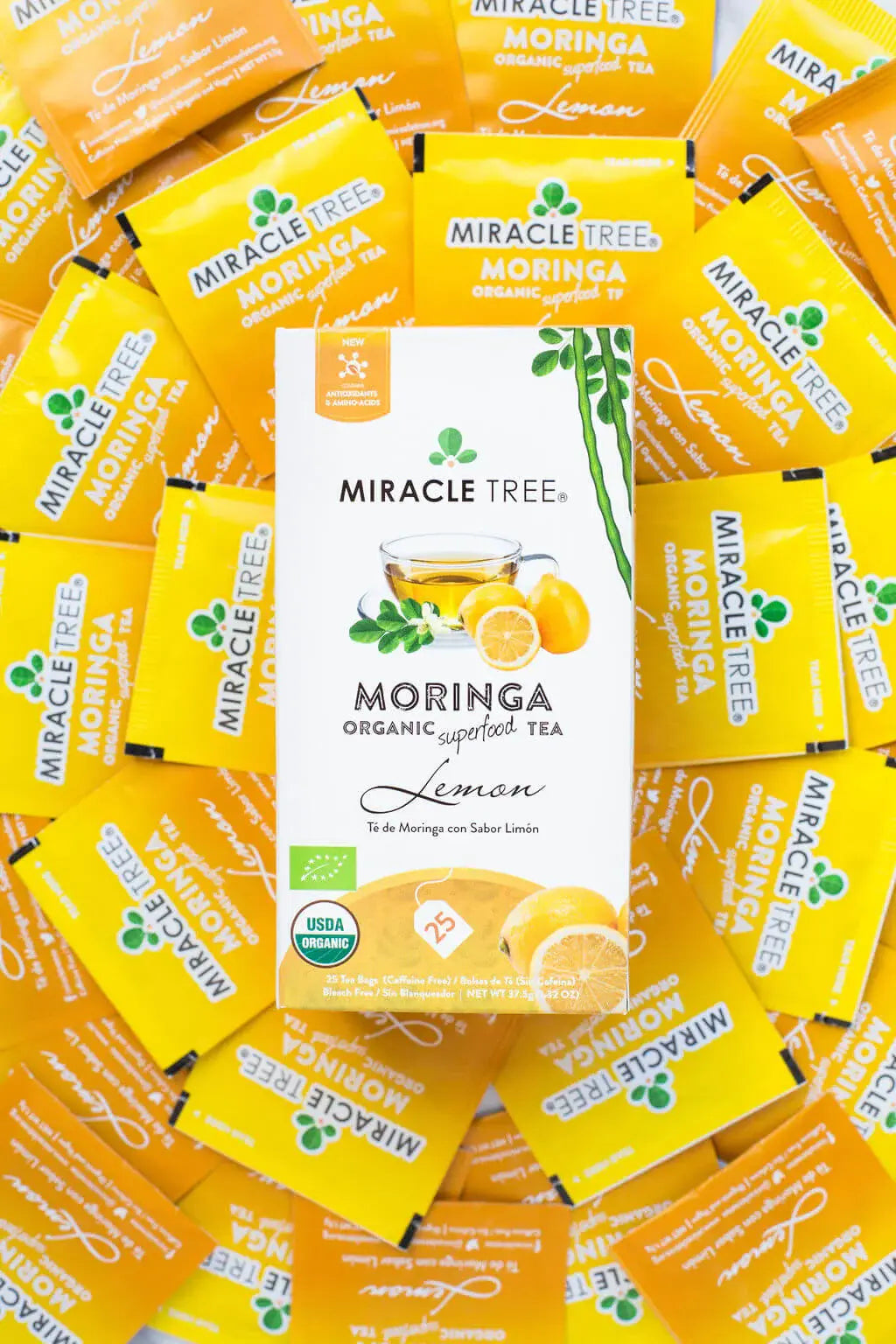 Organic Moringa Tea with Lemon - 25 Wrapped Tea Bags