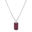 Men's .925 Sterling Silver Created Red Ruby Dog Tag Pendant Necklace - 22"