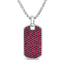 Men's .925 Sterling Silver Created Red Ruby Dog Tag Pendant Necklace - 22"