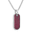 Men's .925 Sterling Silver Created Red Ruby Dog Tag Pendant Necklace - 22"