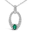 .925 Sterling Silver Created Green Emerald & White Sapphire Pendant Necklace