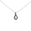 .925 Sterling Silver Blue and White Sapphire Teardrop Pendant Necklace
