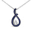 .925 Sterling Silver Blue and White Sapphire Teardrop Pendant Necklace