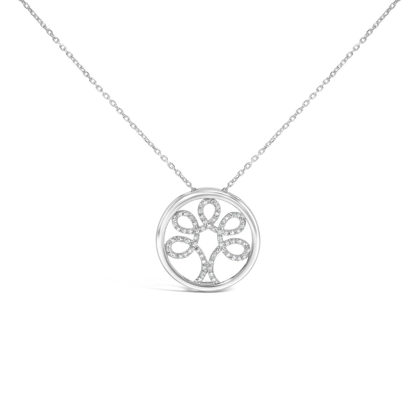 Collar con colgante de árbol de la vida de diamante de plata esterlina .925