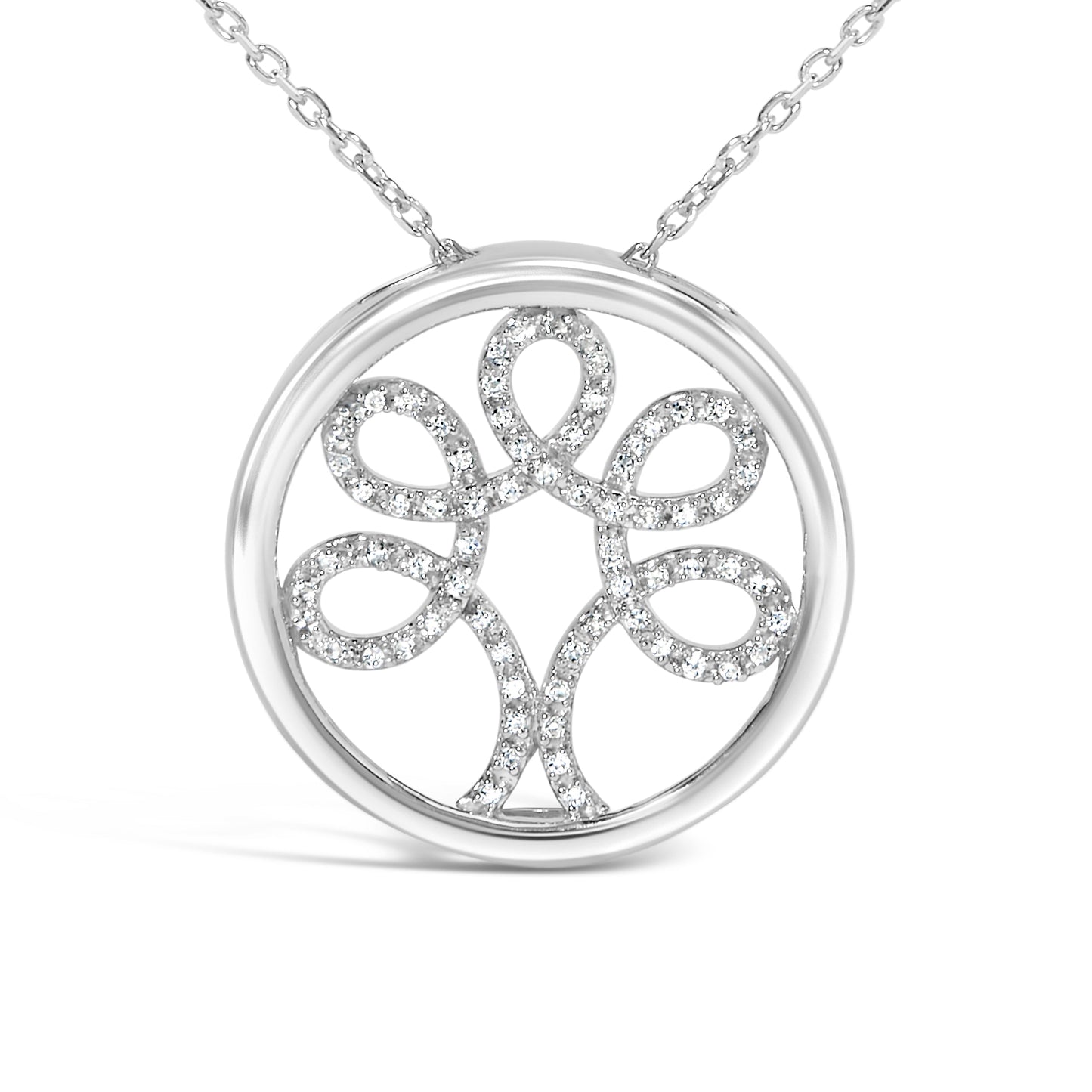 Collar con colgante de árbol de la vida de diamante de plata esterlina .925