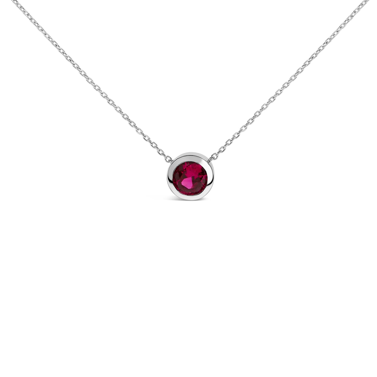 Collier Pendentif en Améthyste Violet Sertie en Argent Sterling 7MM - 18"