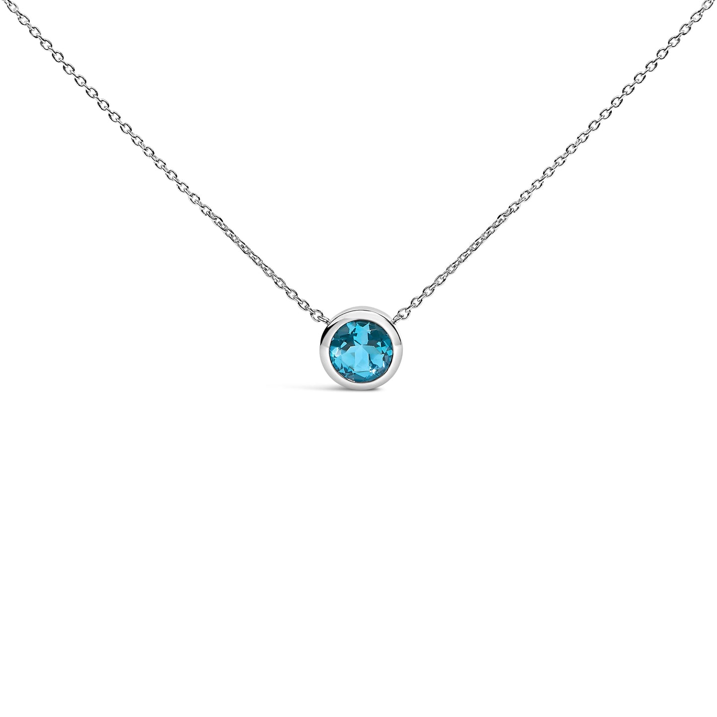 Collier Pendentif en Améthyste Violet Sertie en Argent Sterling 7MM - 18"