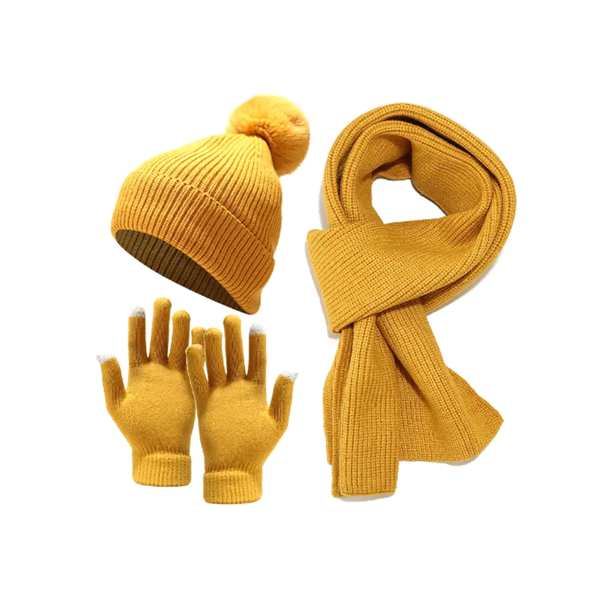 Ensemble écharpe, bonnet et gants 3-en-1 d'hiver confortable