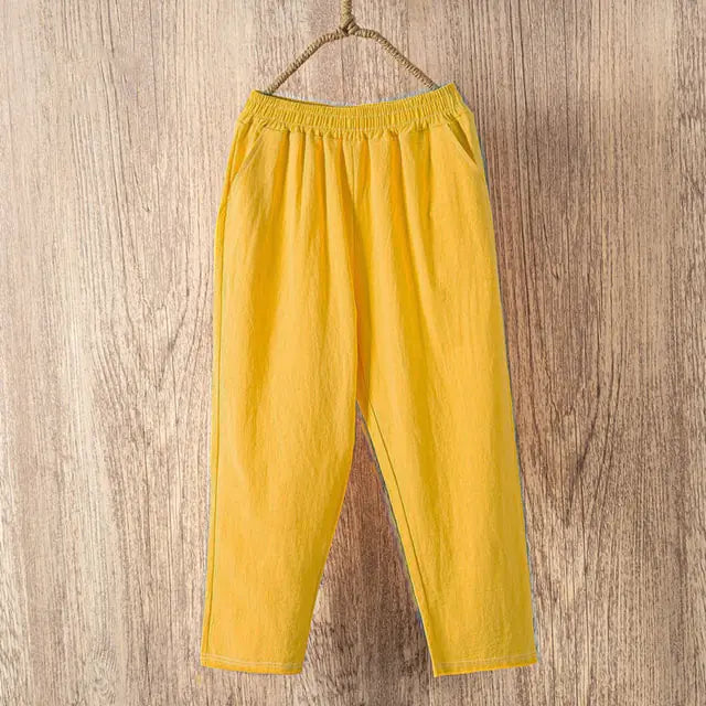 Pantalones de Algodón y Lino Casual Lucyever para Mujeres