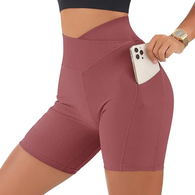 Shorts de Yoga Sin Costuras de Cintura Alta para Mujeres