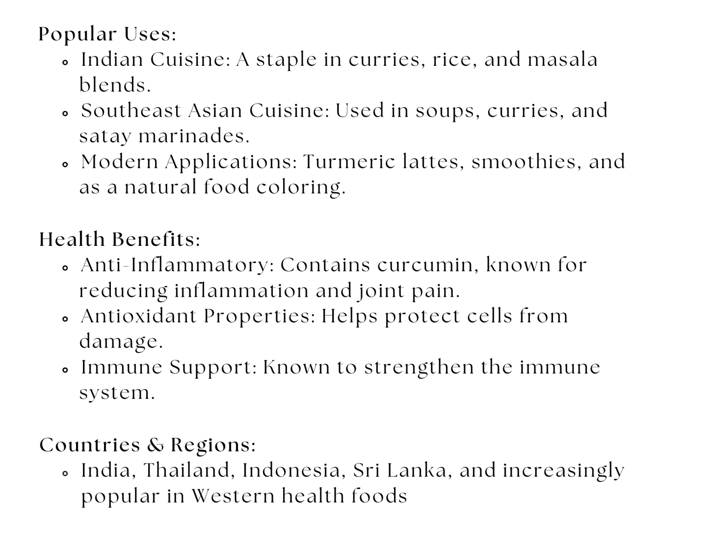 Turmeric Powder – Ground Turmeric Root