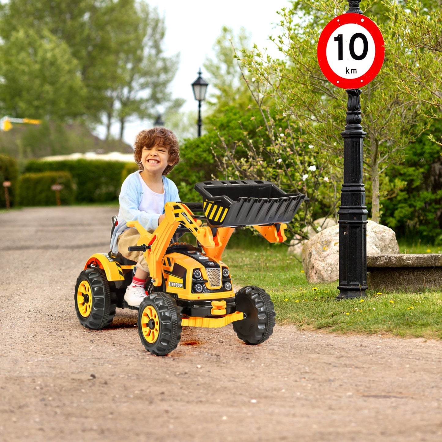 12V Battery Powered Kids Ride-On Dumper Truck - Yellow