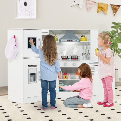 Kids Corner Pretend Kitchen Playset with Separated Washing Basin - White