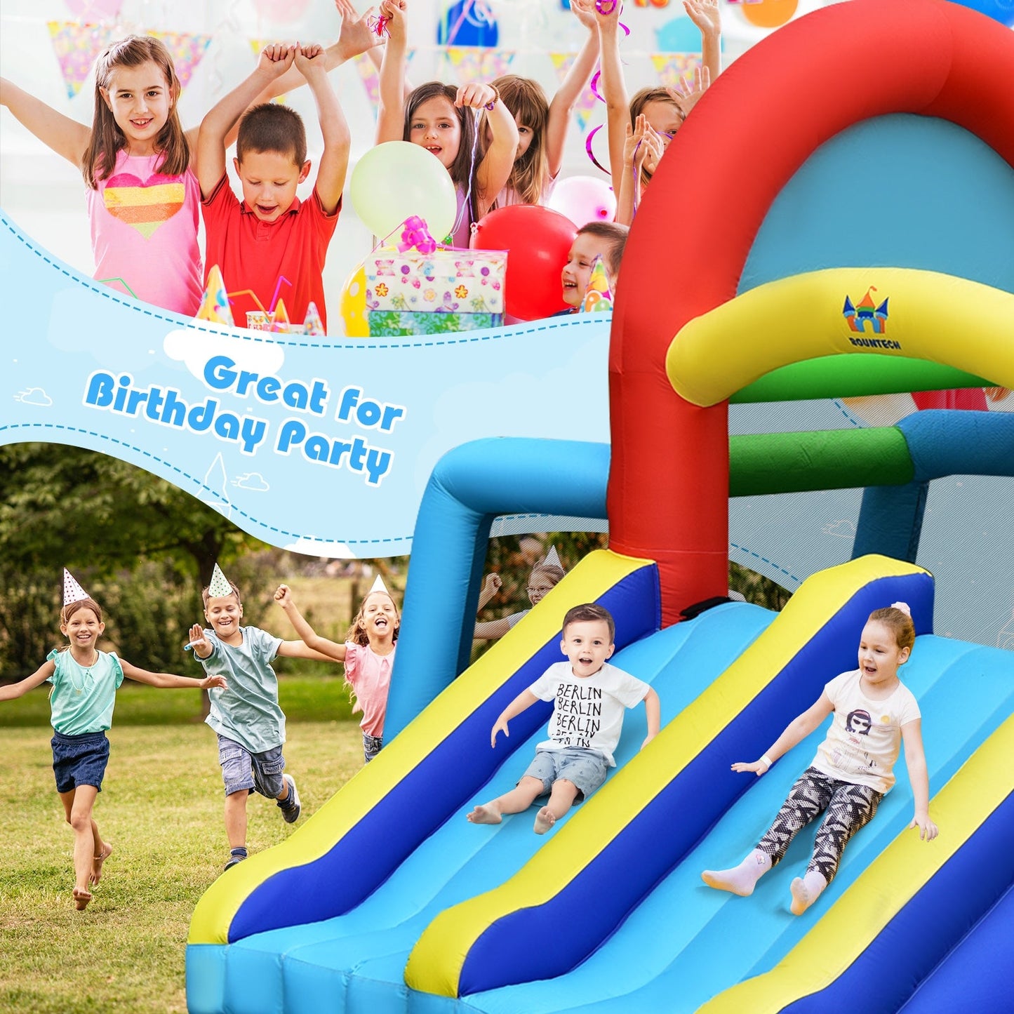 Inflatable Jumping Castle with Dual Slides & Blower