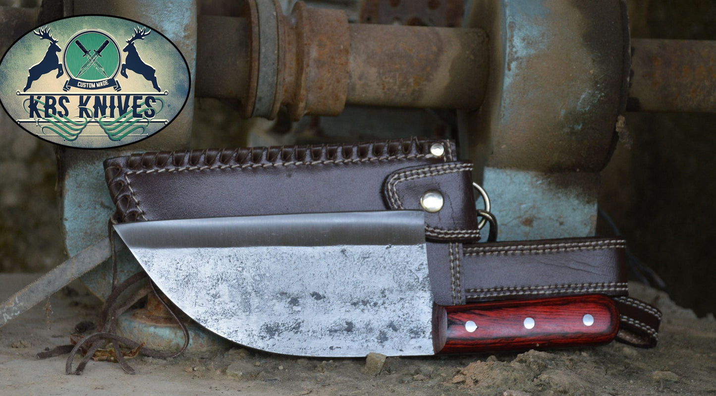 Premium Full Tang Handmade 1095 High Carbon Steel Chef Knife with Exotic Wood Handle - Korvel