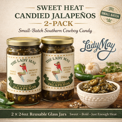 Sweet Heat Candied Jalapeños 2 Pack – The Lady May’s Small-Batch Cowboy Candy