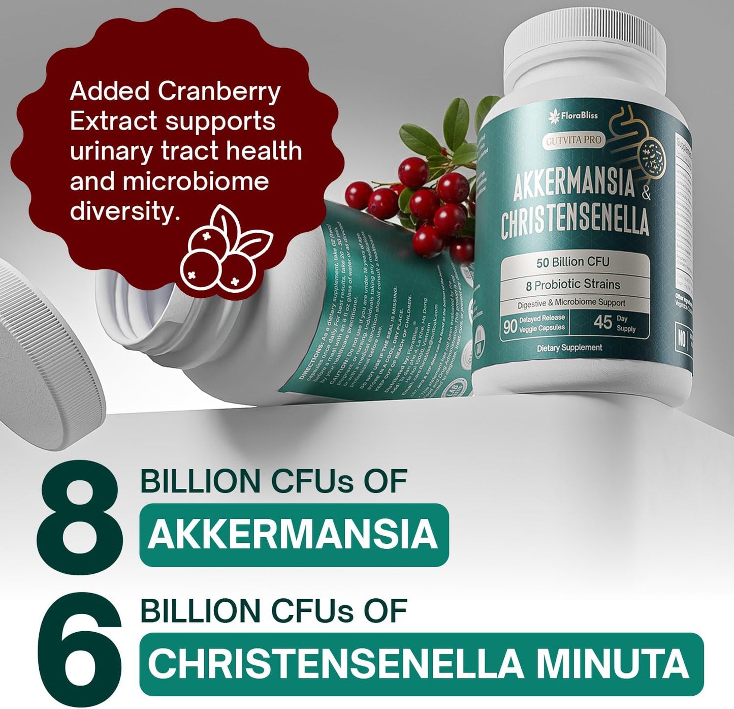 Premium Probiotic Blend with Cranberry Extract - 50 Billion CFU