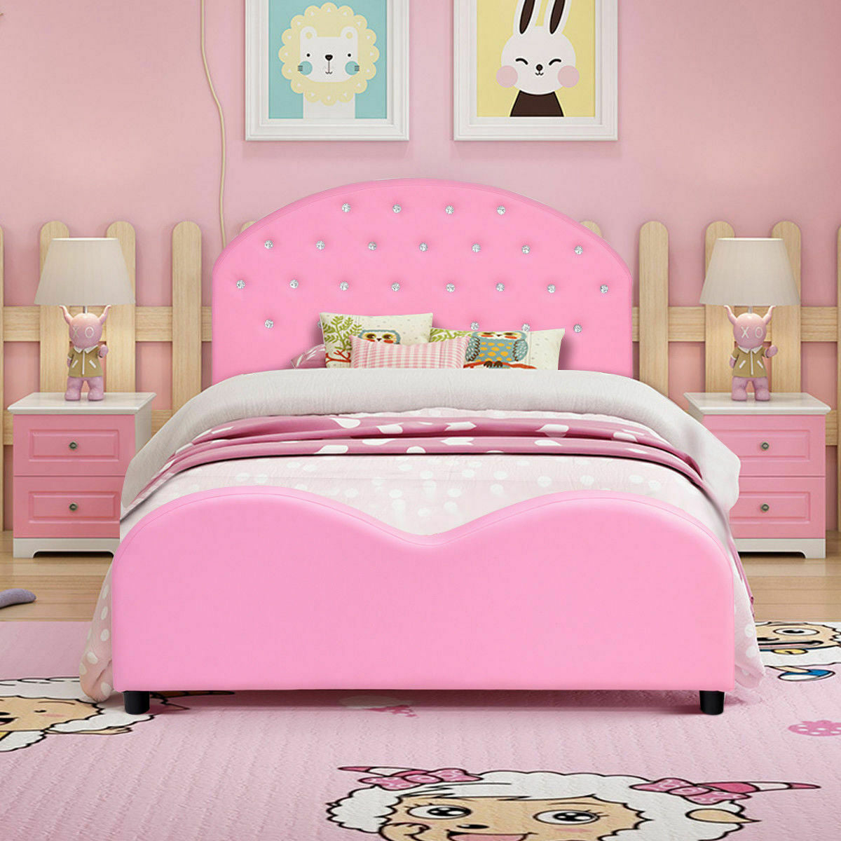 Cama para Niños Pequeños Tapizada de Tamaño Twin